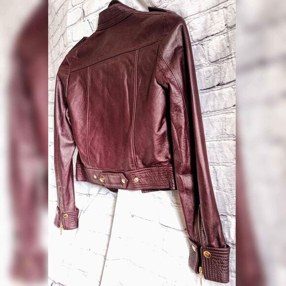 Truth & Pride Burgandy Brown Biker Moto Leather Jacket. S.$690 - Picture 5 of 8
